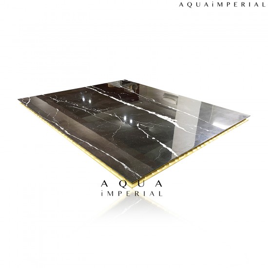 Black Marquina with solid brass center table Black Marquina with solid brass center table