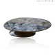 SMOKY QUARTS OVAL CENTER TABLE WITH BRONZE  BASE
