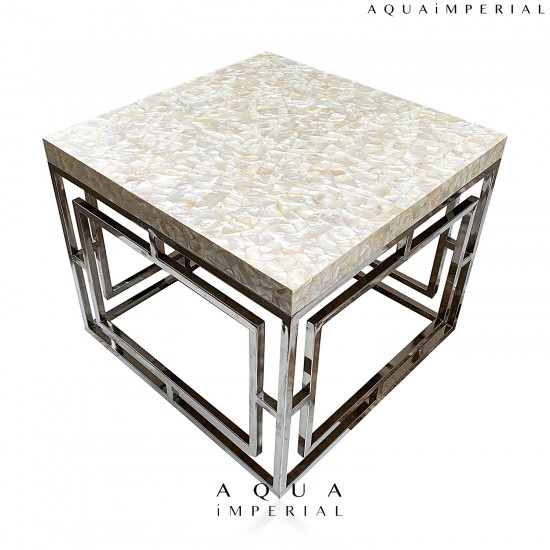AQUA MOTHER OF PEARL CORNER TABLE AQUA MOTHER OF PEARL CORNER TABLE