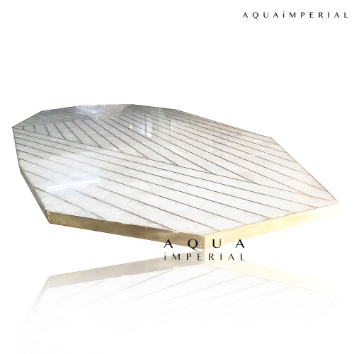 Classic quartz with brass inlay dining top 