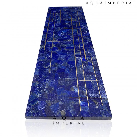 Lapis lazuli with brass inlay console top Lapis lazuli with brass inlay console top