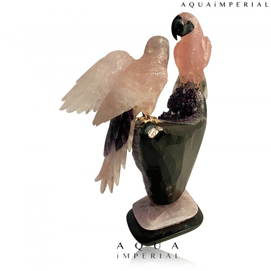 ROSE QUARTZ TWIN BRIDS ON AMETHYST BASE