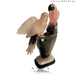 ROSE QUARTZ TWIN BRIDS ON AMETHYST BASE