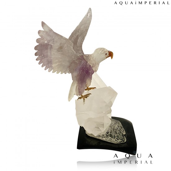 AMETHYST EAGLE ON ROCK CRYSTAL BASE