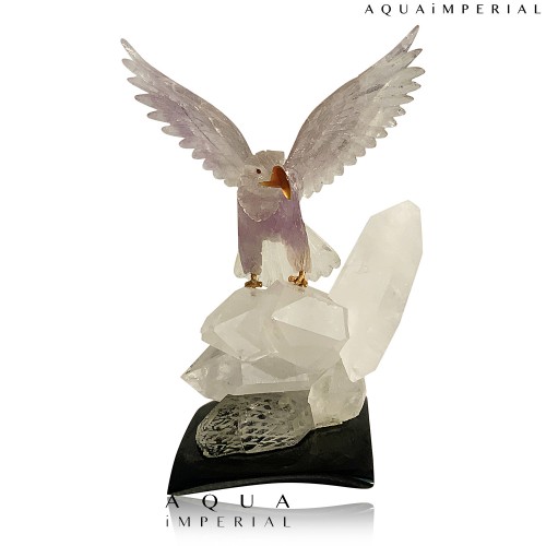 AMETHYST EAGLE ON ROCK CRYSTAL BASE