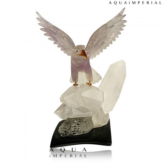 AMETHYST EAGLE ON ROCK CRYSTAL BASE