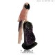 ROSE QUARTZ MACAW BIRD ON AMETHYST BASE