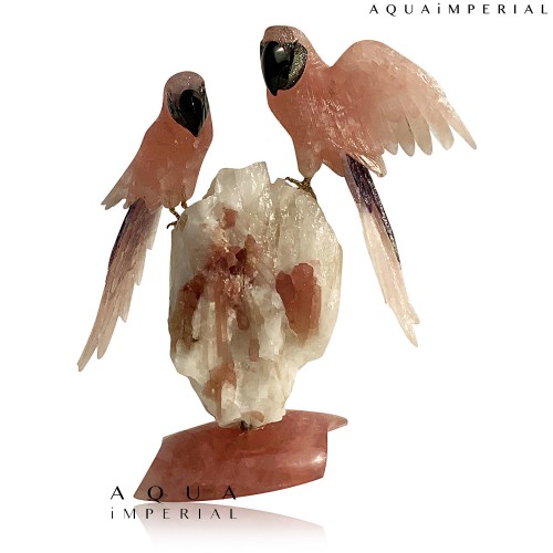 Rose Quartz twin Macaw decorative birds 
