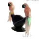 TWIN ROSE QUARTZ MACAW ON AMETHYST BASE