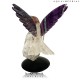 FLUORITE HUMMINGBIRD ON ROCK CRYSTAL BASE