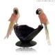 TWIN ROSE QUARTZ MACAW ON AMETHYST BASE