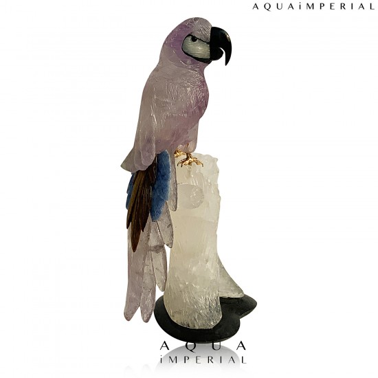 AMETHYTS MACAW ON CRYSTAL BASE