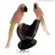 TWIN ROSE QUARTZ MACAW ON AMETHYST BASE