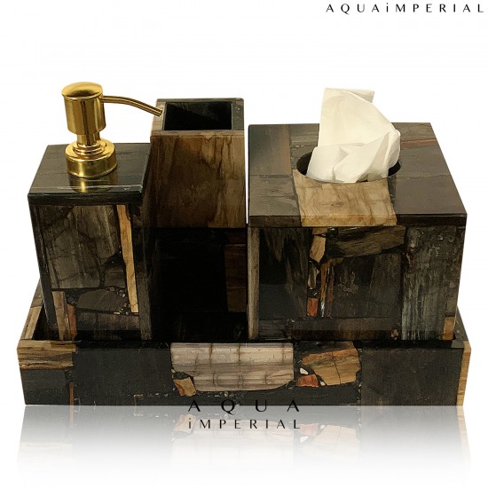 PETRIFIED WOOD BLACK BATH SETS 