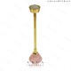 Rose quartz with brass t light holder 