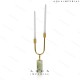 Grey agate twin brass candle holder 