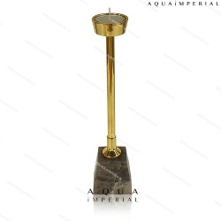 Smoky Quartz with brass t light holder 