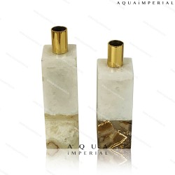 AGATE WITH BRASS CANDLE HOLDER 