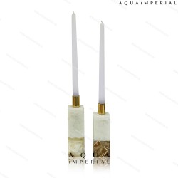AGATE WITH BRASS CANDLE HOLDER 