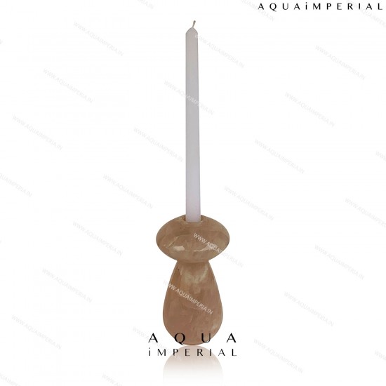 Rose Quartz carved candle holder 