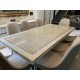 CLASSIC QUARTS DINING TABLE WITH RIVER SHELL & BRASS INLAY CLASSIC QUARTS DINING TABLE WITH RIVER SHELL & BRASS INLAY