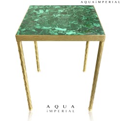 Malachite With Brass Base Corner Table Top