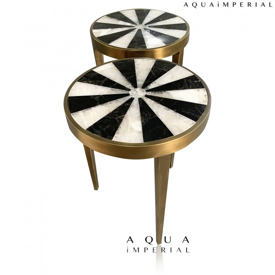  STARBURST DESIGN QUARTZ STONE & BRASS BASE 