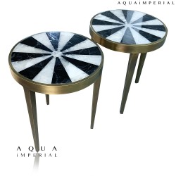  STARBURST DESIGN QUARTZ STONE & BRASS BASE 
