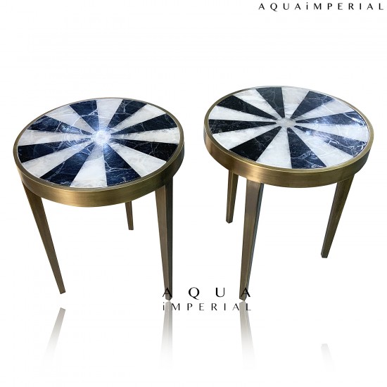  STARBURST DESIGN QUARTZ STONE & BRASS BASE 