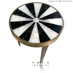  STARBURST DESIGN QUARTZ STONE & BRASS BASE 