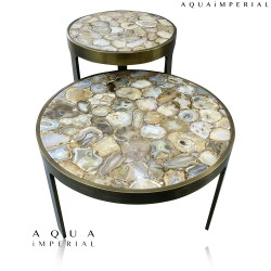 Corner nesting table with golden agate 