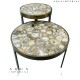 Corner nesting table with golden agate 