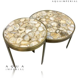 Corner nesting table with golden agate 