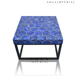 LAPIS LAZULI WITH BRASS  INLAY 