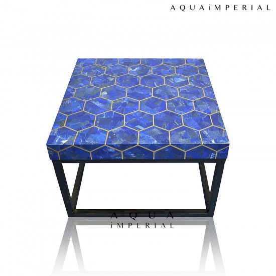 LAPIS LAZULI WITH BRASS  INLAY 