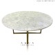 WHITE AGATE ROUND DINING TABLE WITH BRASS BASE 