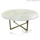 WHITE AGATE ROUND DINING TABLE WITH BRASS BASE 