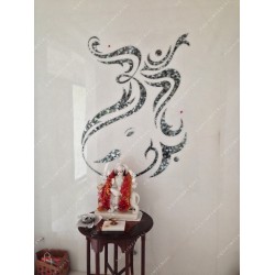 Black Mother of Pearl Ganesh Wall Design Temple (Mandir) Art Work