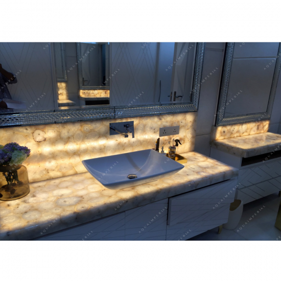 White Agate Bathroom Counter Top White Agate Bathroom Counter Top