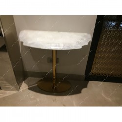 White Quartz With Brass Base Console