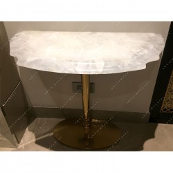 White Quartz With Brass Base Console