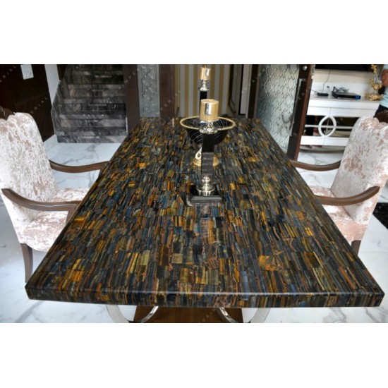 Blue Tiger Eye Dining Table Blue Tiger Eye Dining Table