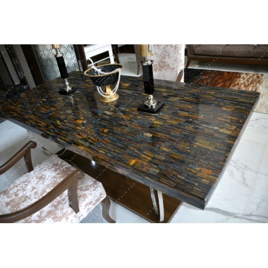 Blue Tiger Eye Dining Table Blue Tiger Eye Dining Table