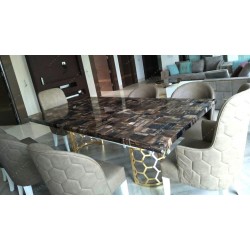 Petrified Wood Black Dining Top