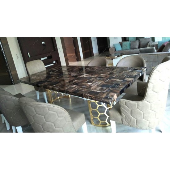 Petrified Wood Black Dining Top Petrified Wood Black Dining Top