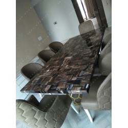 Petrified Wood Black Dining Top