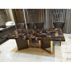 Petrified Wood Black Dining Top