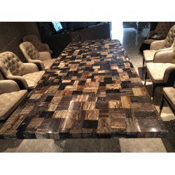 Petrified Wood Black Dining Top