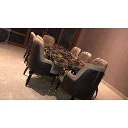 Petrified Wood Black Dining Top