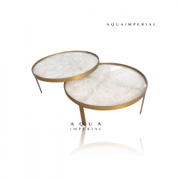 Classic Quartz With Brass Brush Finish Center Table Top